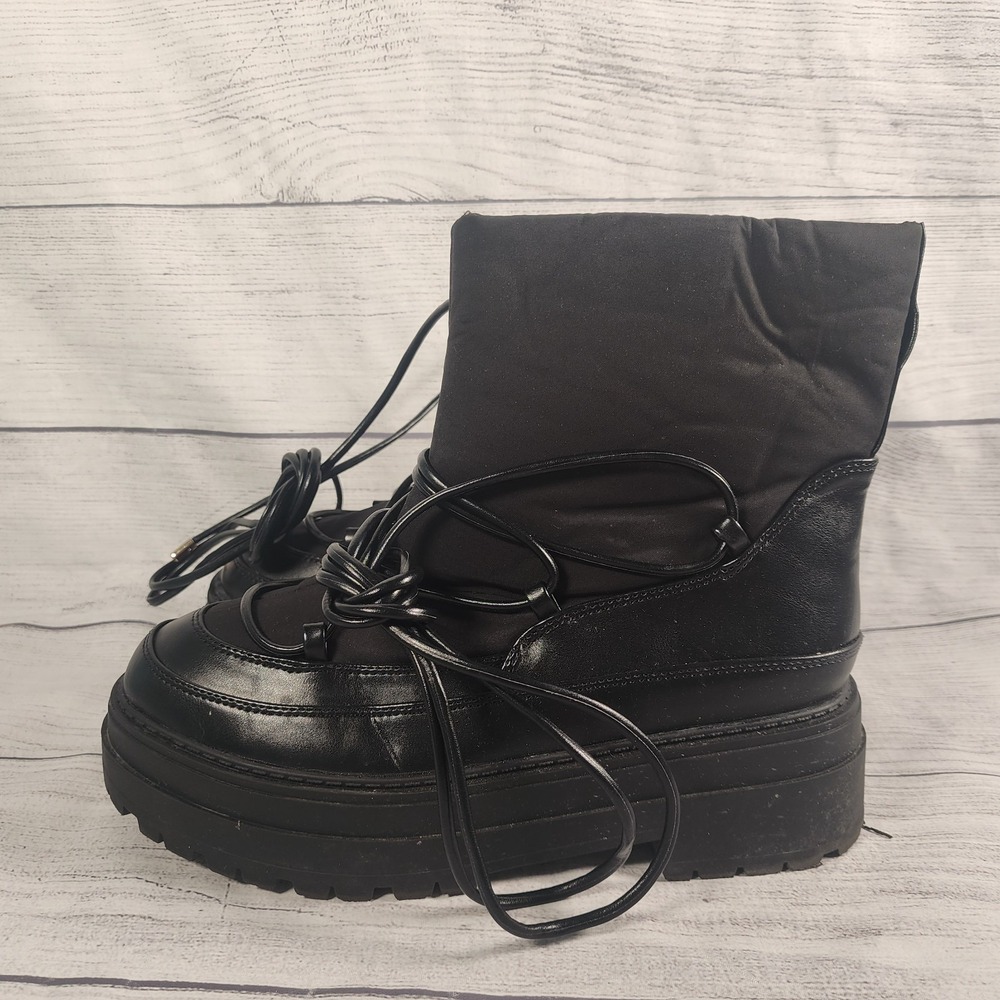 ASOS DESIGN Albie Women's Size 8 US Black Cold-Weather Boots with Chunky Sole - Picture 3 of 9